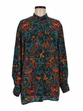 CARLISE Silk Floral Button Down Size 8 Like New